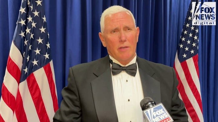 Former Vice President Mike Pence receives the John F. Kennedy Profile in Courage Award for his actions on Jan. 6, 2021.